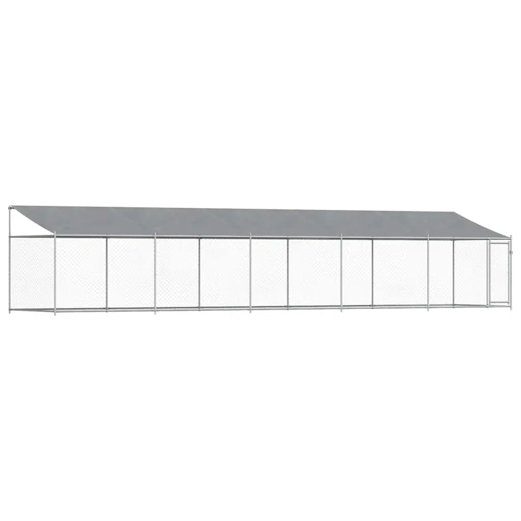Dog Cage with Roof and Door Grey 10x2x2 m Galvanised Steel 3209571 - Pets