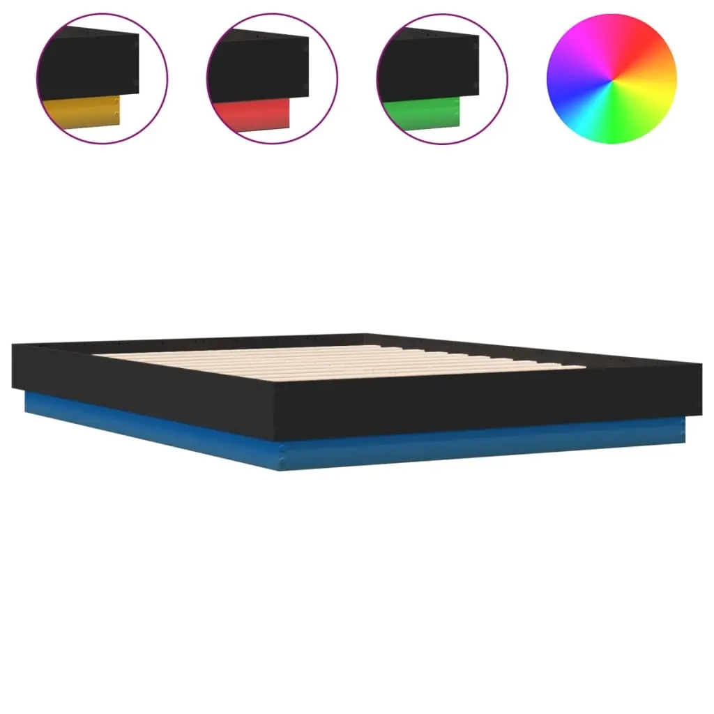Bed Frame with LED without Mattress Black 135x190 cm 3209815 - Furniture