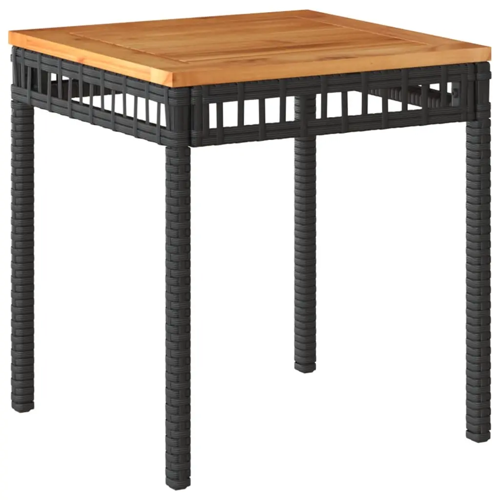 Garden Table Black 38x38x42 cm Poly Rattan Acacia Wood 365864 - Furniture