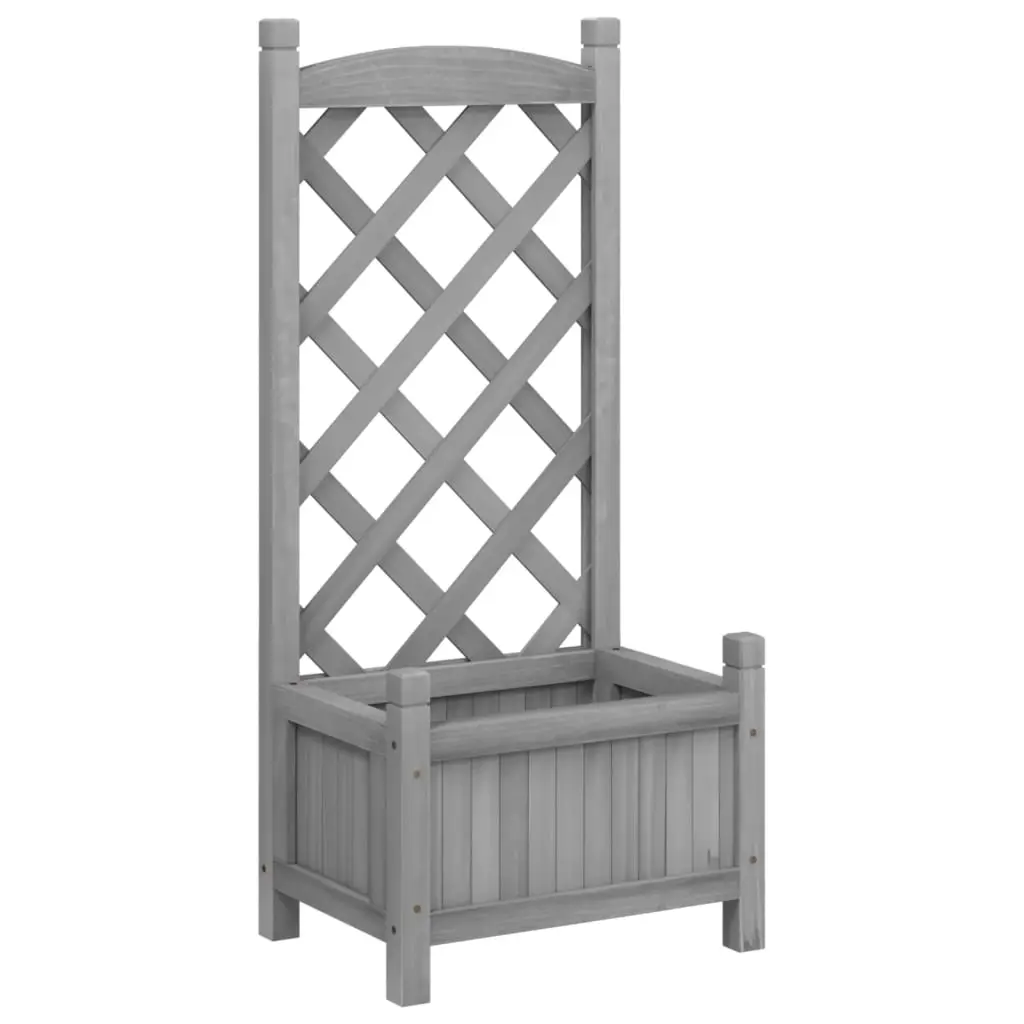 Planter with Trellis Grey Solid Wood Fir 365483 - Home & Garden