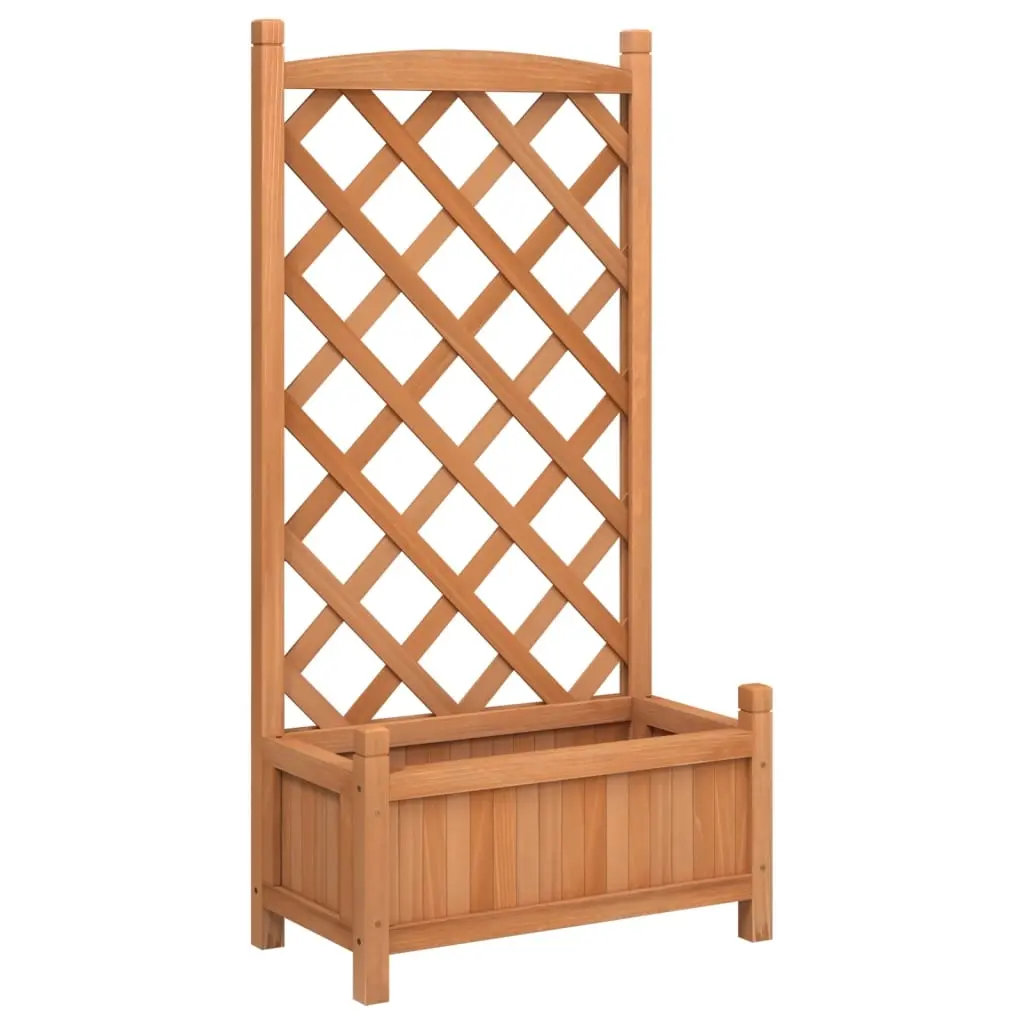 Planter with Trellis Brown Solid Wood Fir 365485 - Home & Garden