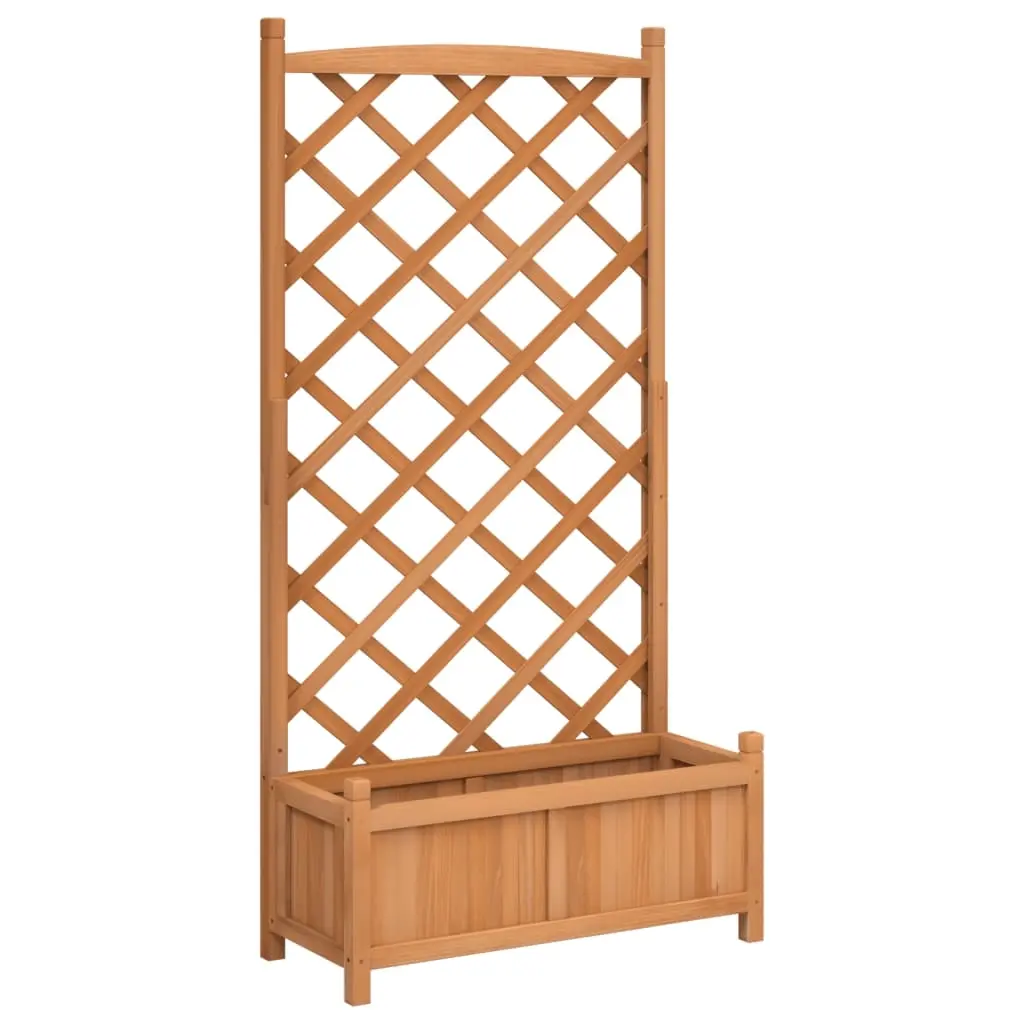 Planter with Trellis Brown Solid Wood Fir 365488 - Home & Garden