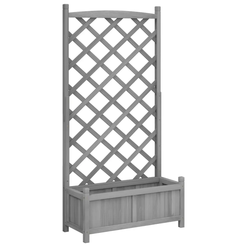 Planter with Trellis Grey Solid Wood Fir 365489 - Home & Garden