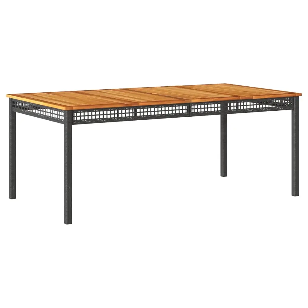Garden Table Black 180x90x75 cm Poly Rattan Acacia Wood 366279 - Furniture