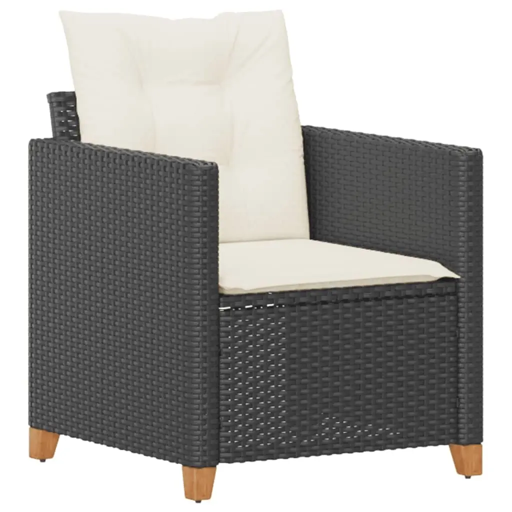 Garden Chair with Cushions Black Poly Rattan 366317 - Furniture