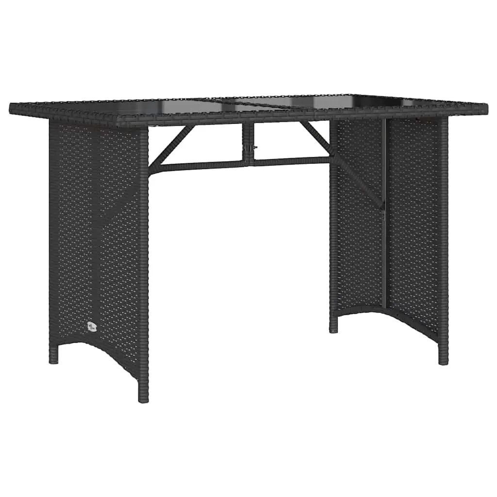 Garden Table with Glass Top Black 110x68x70 cm Poly Rattan 366350 - Furniture
