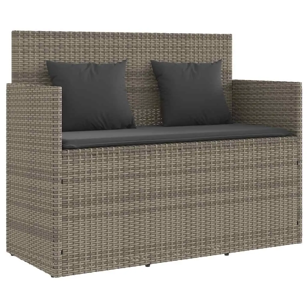 Garden Bench with Cushions Grey Poly Rattan 365763 - Up to 65% off Outdoor Furniture