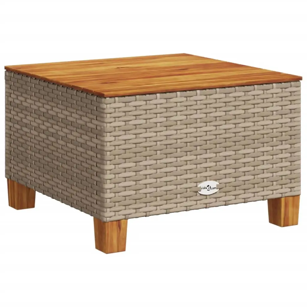 Garden Table Beige 55x55x36 cm Poly Rattan Acacia Wood 365910 - Furniture