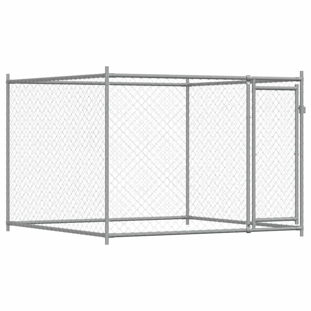 Dog Cage with Door Grey 2x2x1.5 m Galvanised Steel 172562 - Pets