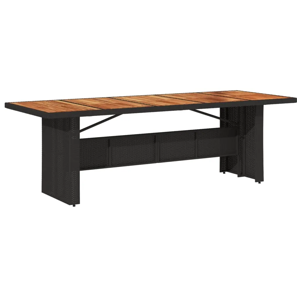Garden Table with Acacia Wood Top Black 240x90x75 cm Poly Rattan 365595 - Furniture