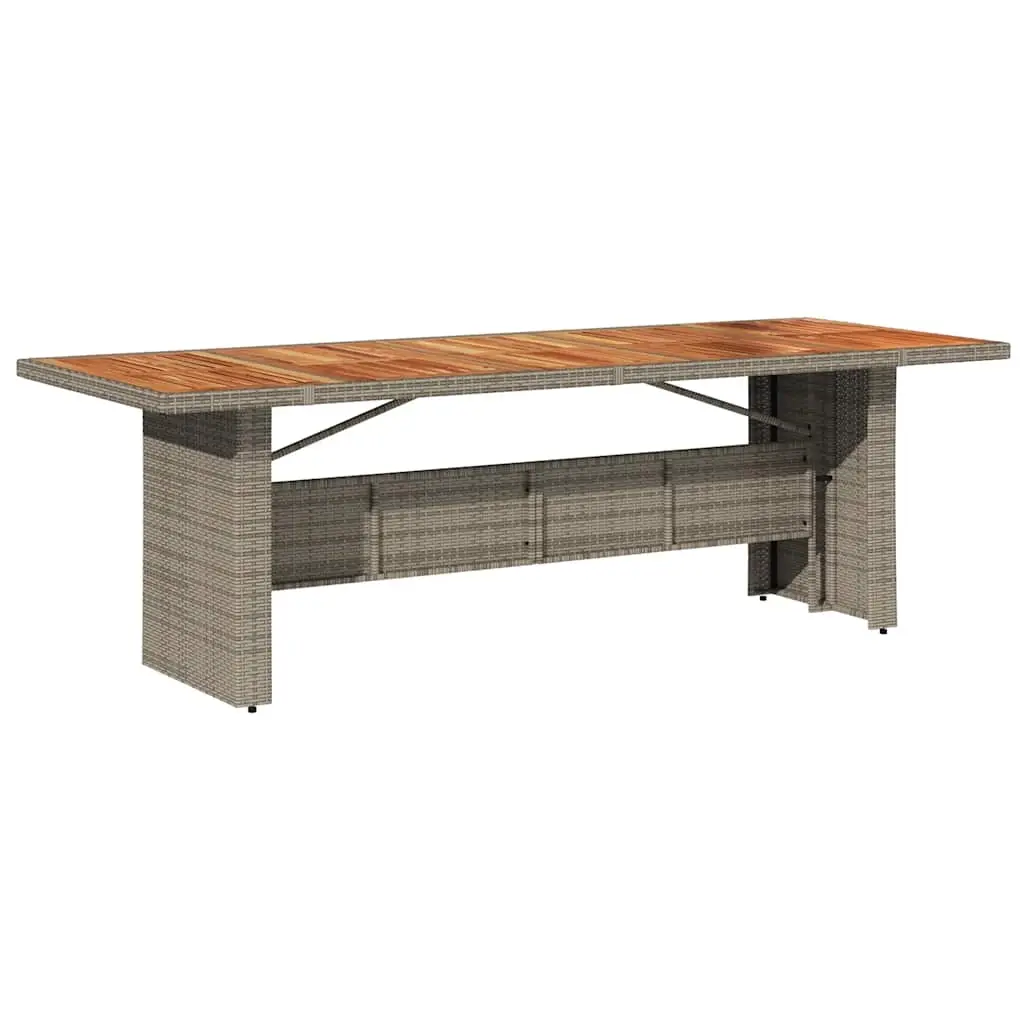 Garden Table with Acacia Wood Top Grey 240x90x75 cm Poly Rattan 365596 - Furniture