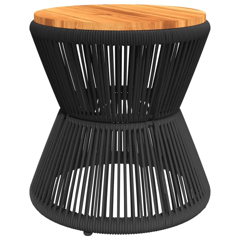 Coffee Table with Wire Base Black Ø 45x44 cm Solid Wood Acacia 365637 - Furniture