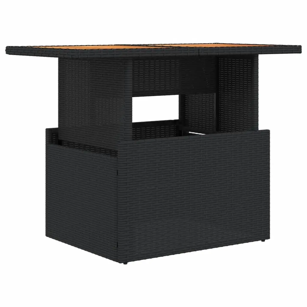 Garden Table Black 100x55x73 cm Poly Rattan and Acacia Wood 365976 - Furniture