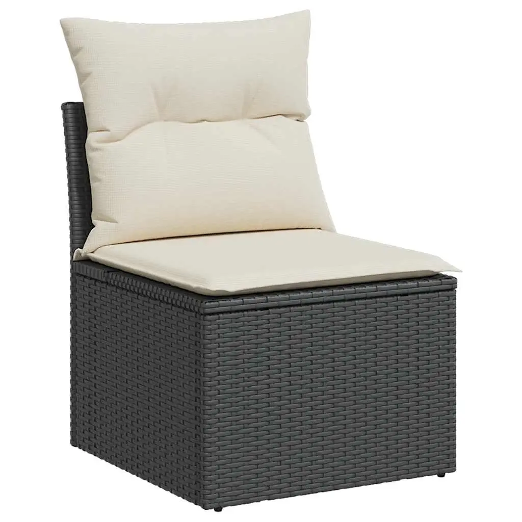 Garden Chair Armless with Cushions Black Poly Rattan 366011 - Furniture