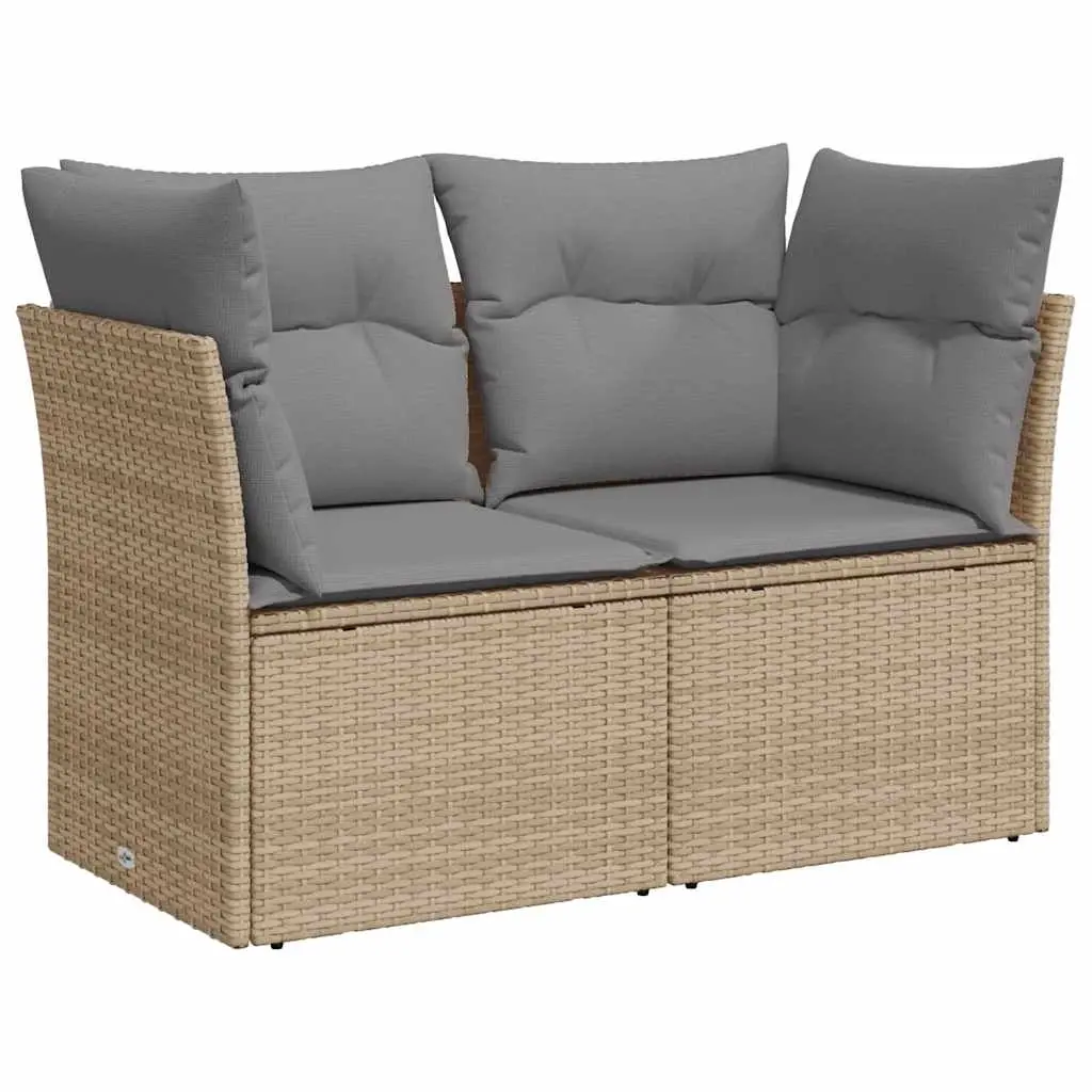 Garden Sofa with Cushions 2-Seater Beige Poly Rattan 366087
