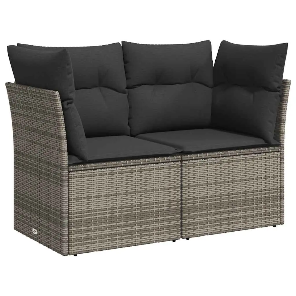 Garden Sofa with Cushions 2-Seater Grey Poly Rattan 366114