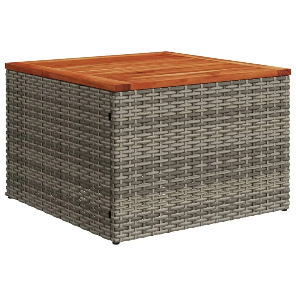 Garden Table Grey 55x55x37 cm Poly Rattan and Acacia Wood 366126 - Furniture