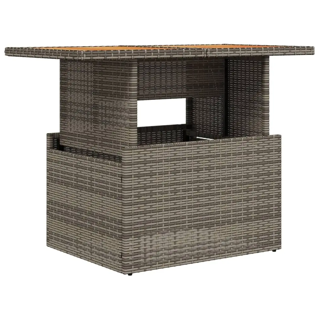 Garden Table Grey 100x55x73 cm Poly Rattan and Acacia Wood 366127 - Furniture