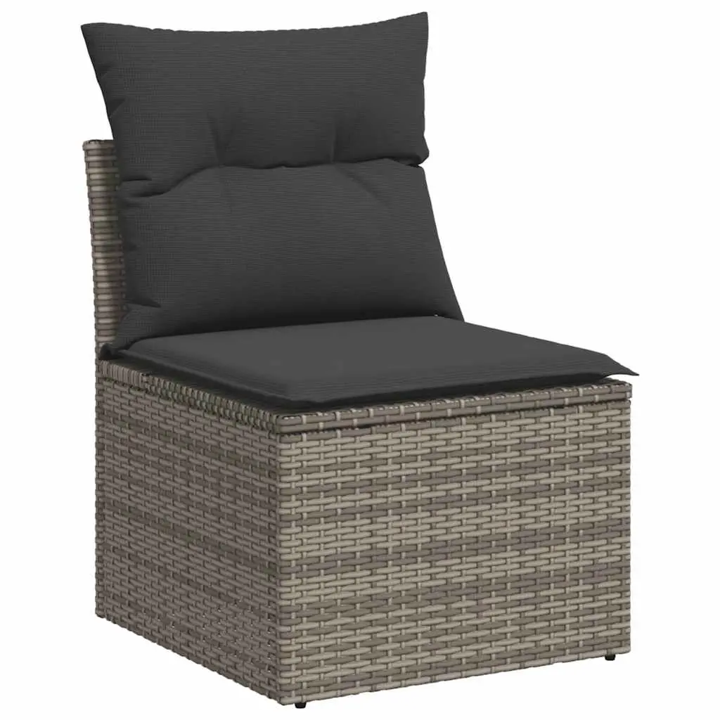 Garden Chair Armless with Cushions Grey Poly Rattan 366135 - Furniture