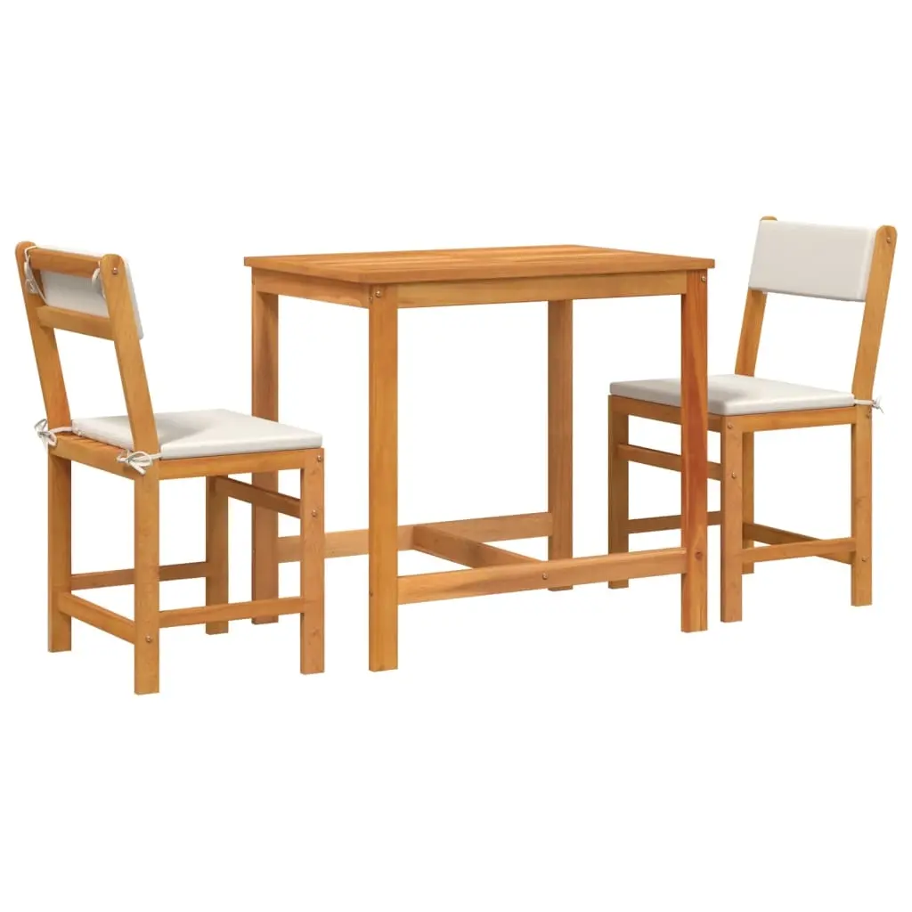 3 Piece Balcony Set with Cushions Solid Wood Acacia 365855 - Furniture