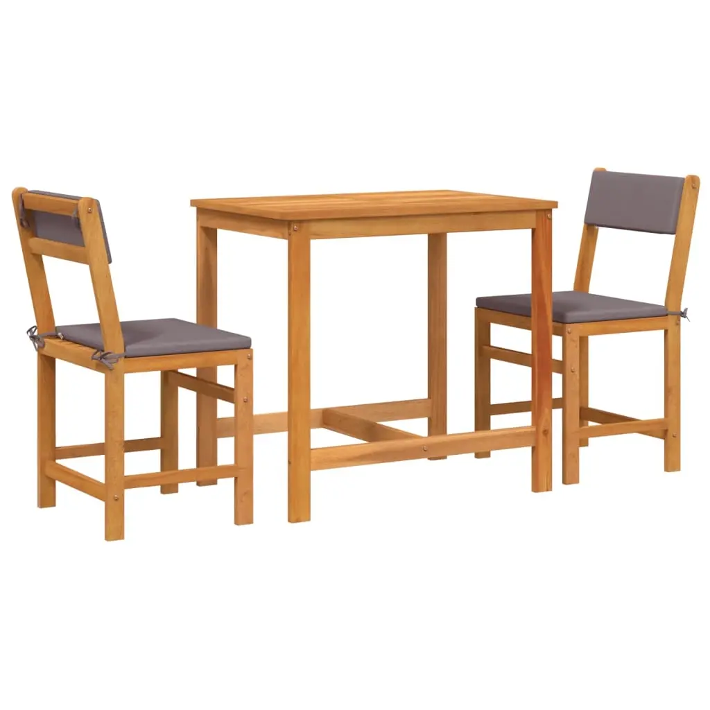 3 Piece Balcony Set with Cushions Solid Wood Acacia 365856 - Furniture