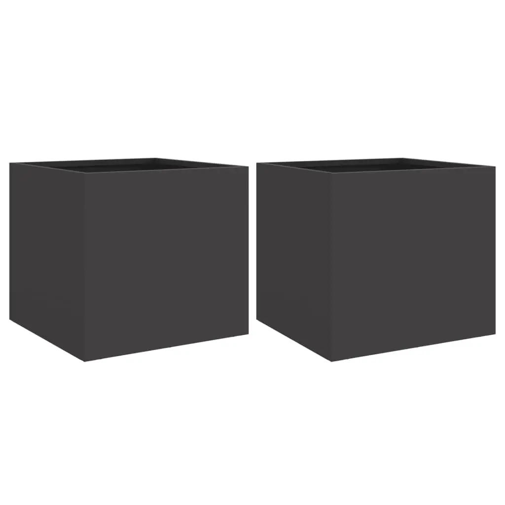 Planters 2 pcs Black 32x30x29 cm Steel 841536 - Home & Garden