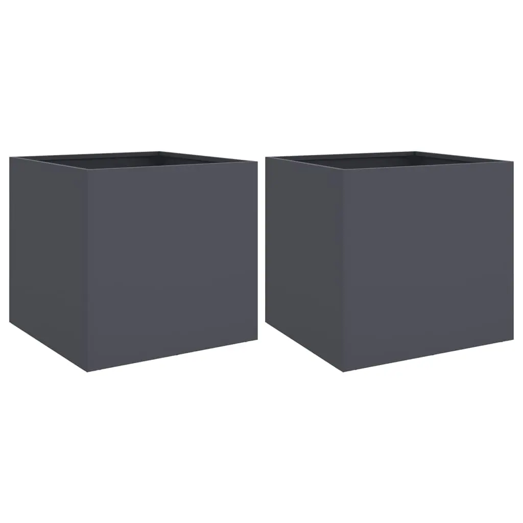 Planters 2 pcs Anthracite 42x40x39 cm Steel 841552 - Home & Garden