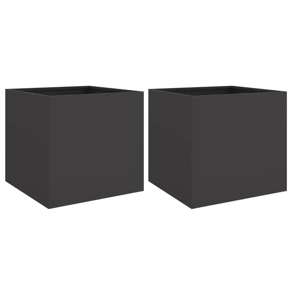 Planters 2 pcs Black 49x47x46 cm Steel 841560 - Home & Garden