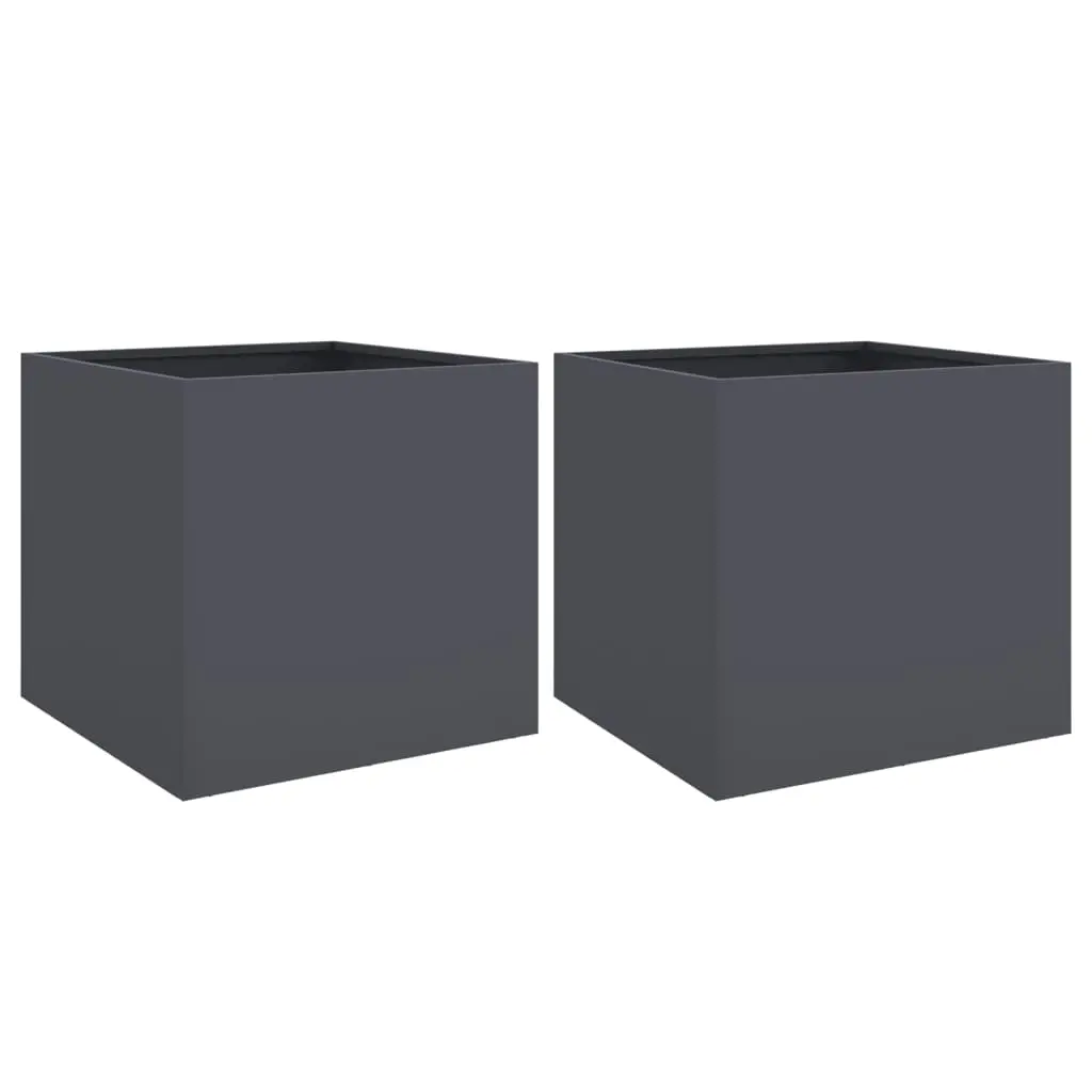 Planters 2 pcs Anthracite 49x47x46 cm Steel 841564 - Home & Garden