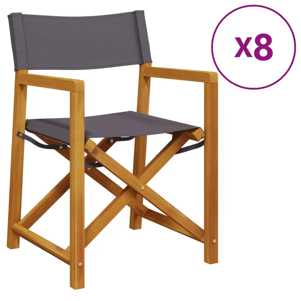 8 pcs Folding Garden Chairs Dark Grey Fabric 3208921 - Furniture