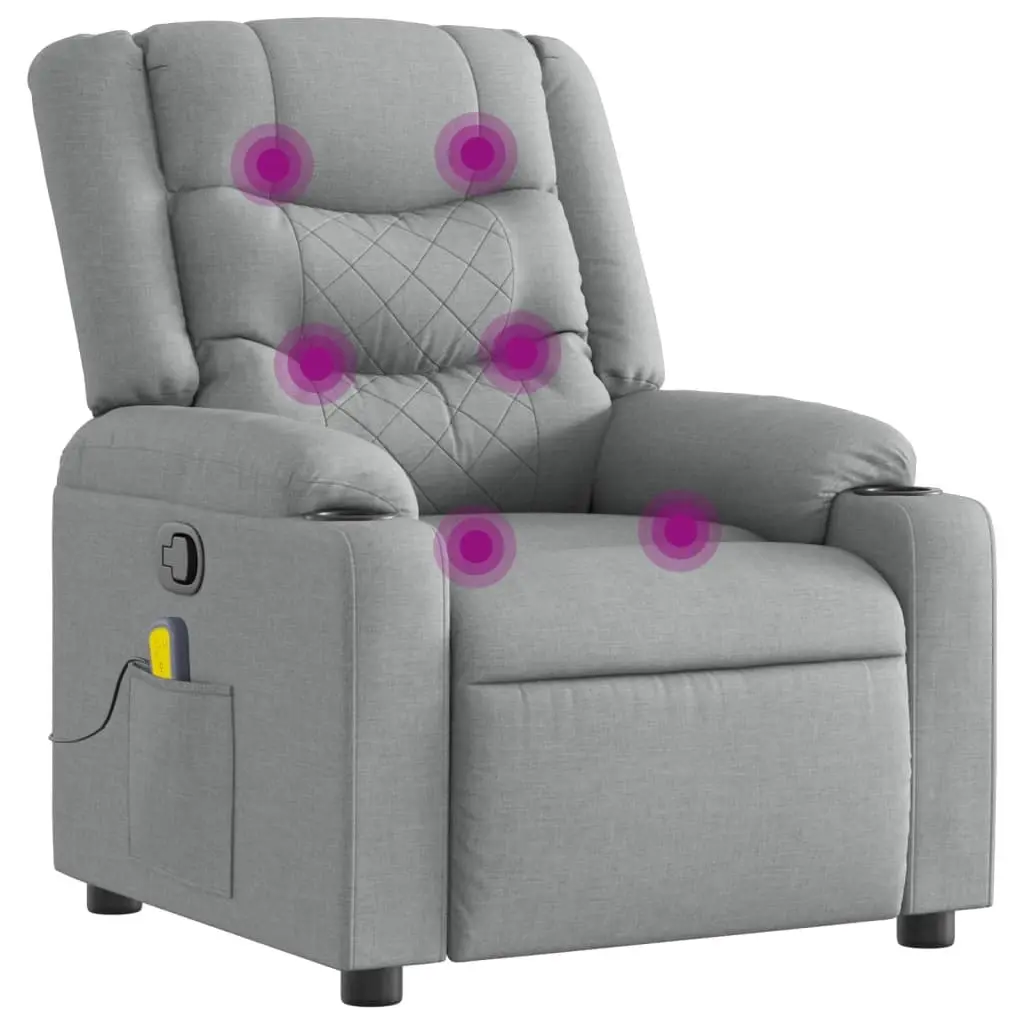 Massage Recliner Chair Light Grey Fabric 374130 - Over 40% off Living Room Furniture