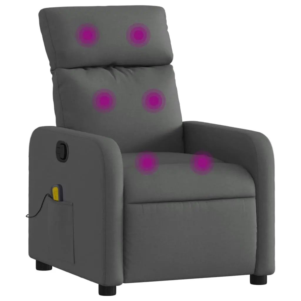 Massage Recliner Chair Dark Grey Fabric 374175 - Furniture