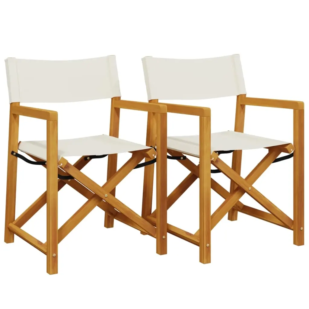 Folding Director Chairs 2 pcs Cream White Fabric 365837 - Furniture