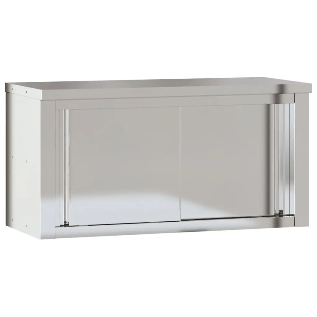 Kitchen Wall Cabinet with Sliding Doors Stainless Steel 376442 - Home & Garden