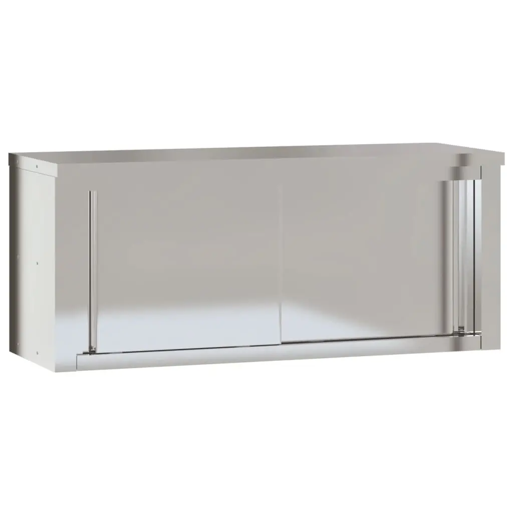 Kitchen Wall Cabinet with Sliding Doors Stainless Steel 376443 - Home & Garden