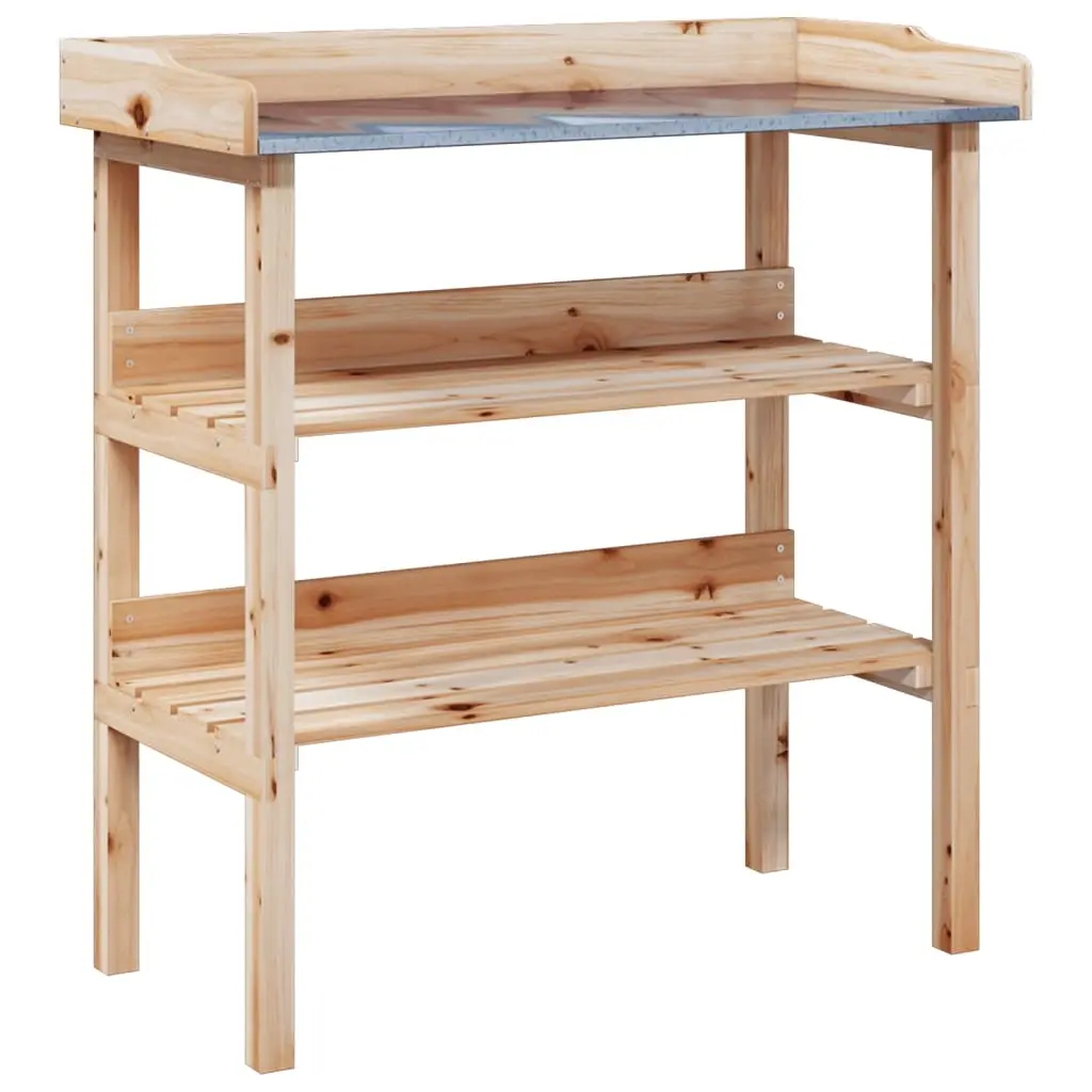 Plant Table with Shelves 78x38x82.5 cm Solid Wood Fir 156352 - Home & Garden