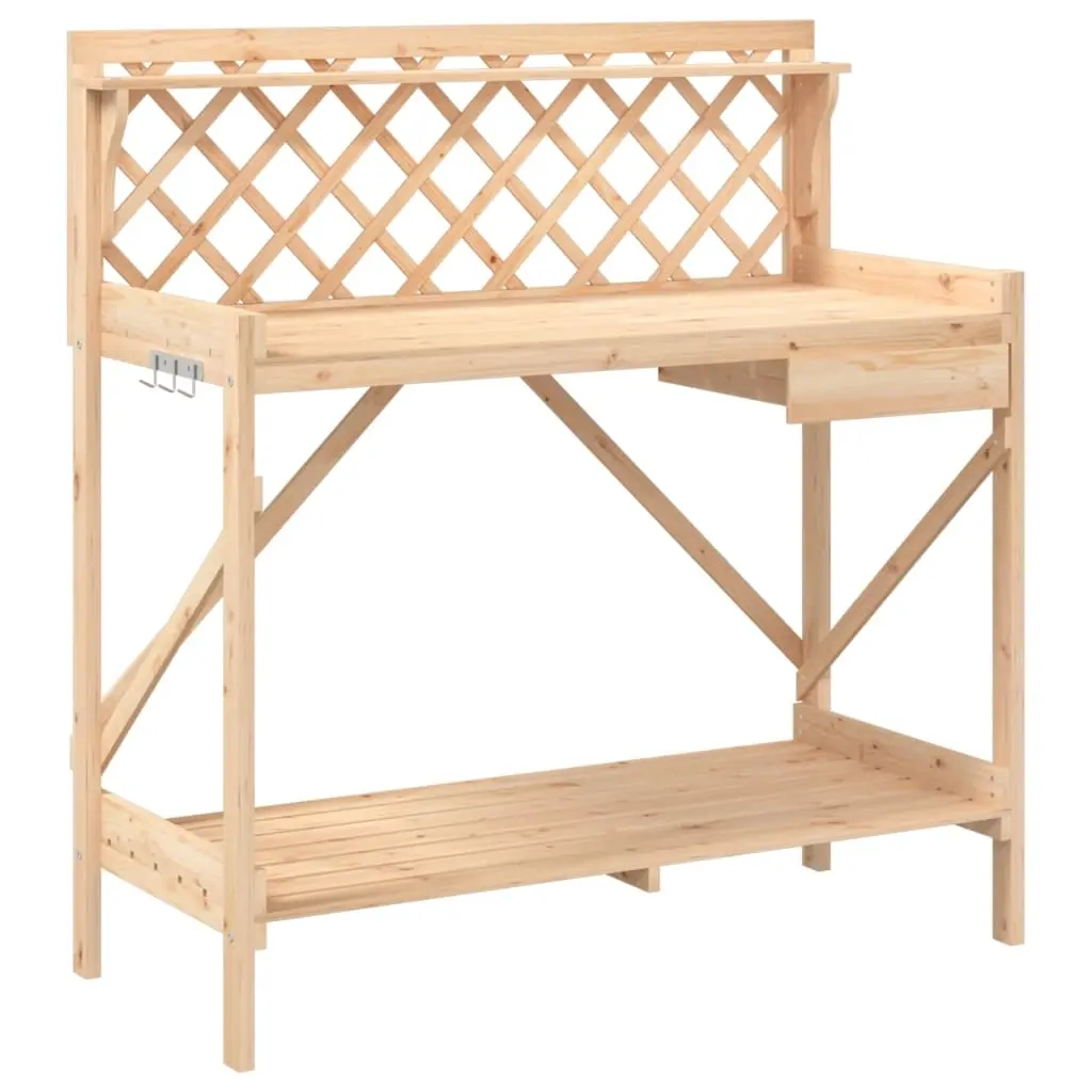Potting Bench with Trellis Solid Wood Fir 368428 - Home & Garden