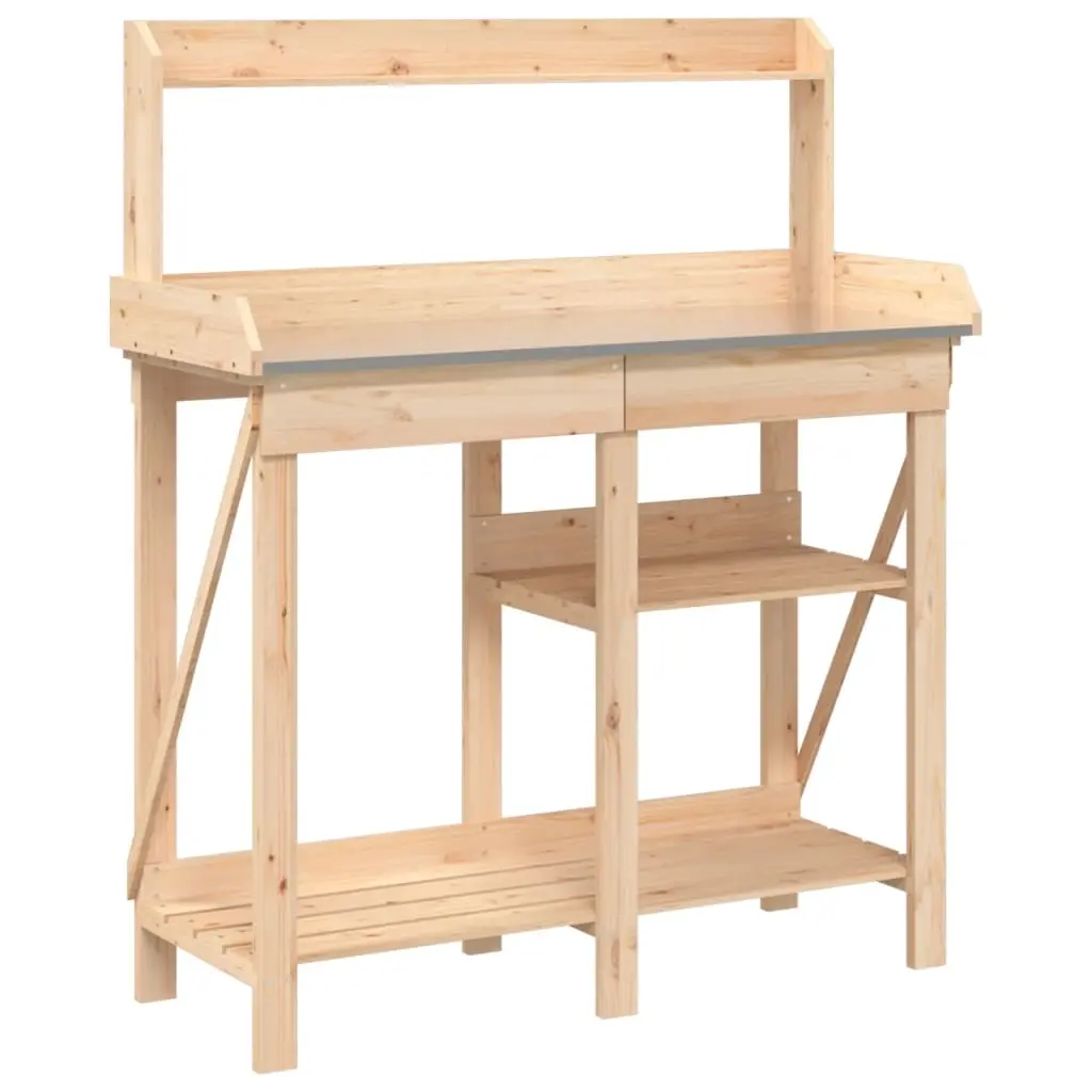 Potting Bench with Shelves Solid Wood Fir 368431 - Home & Garden