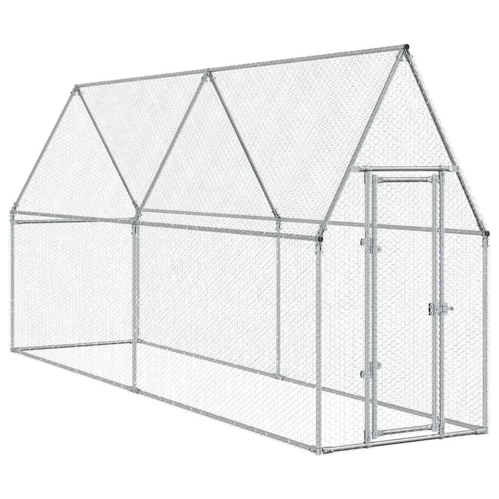 Chicken Cage Silver 400x100x190 cm Galvanised Steel 172551 - Pets
