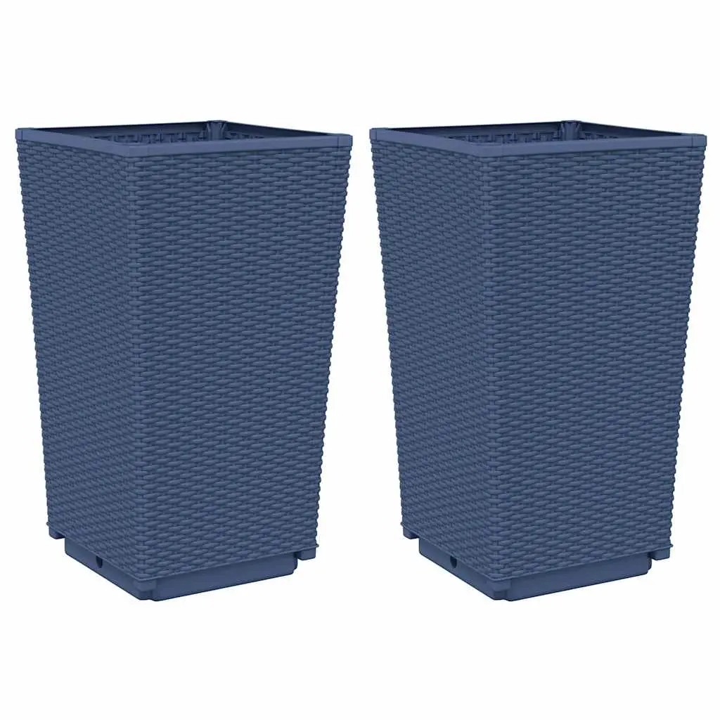 Garden Planters 2 pcs Blue Grey 32.5x32.5x57 cm PP 367846 - Home & Garden