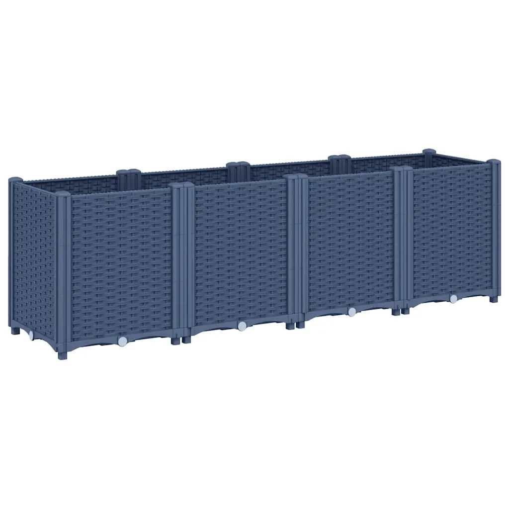 Garden Planter Blue Grey 160x40x53 cm PP 367856 - Home & Garden