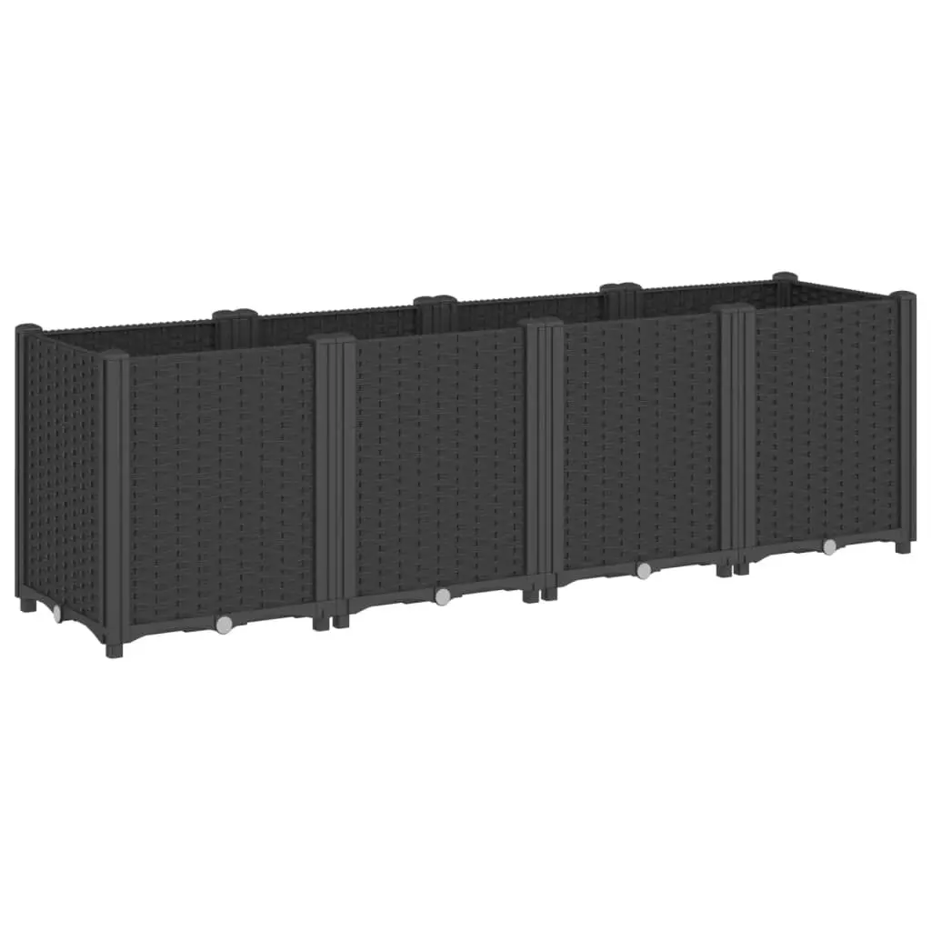 Garden Planter Black 160x40x53 cm PP 367858 - Home & Garden