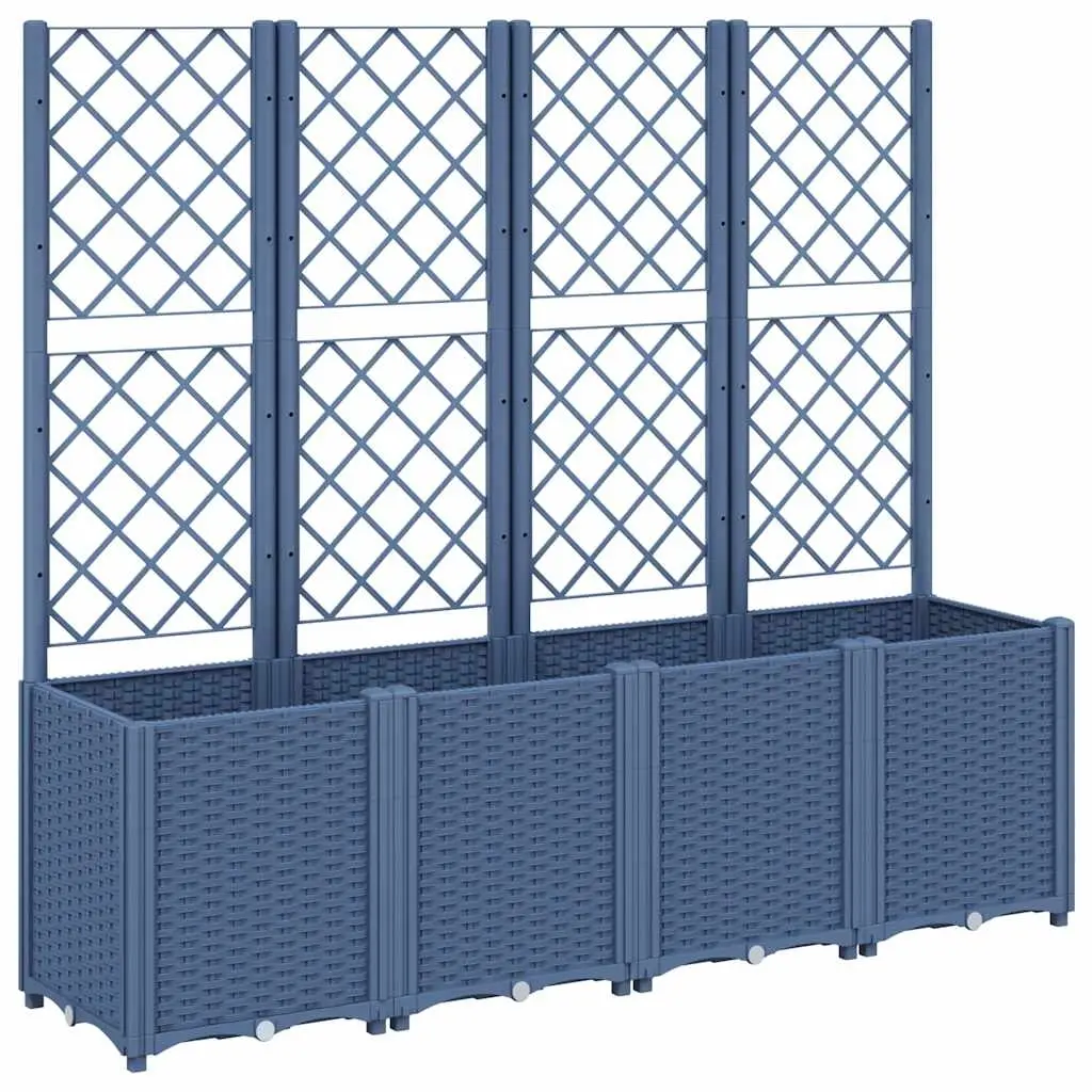 Garden Planter with Trellis Blue Grey 160x40x140 cm PP 367871 - Home & Garden