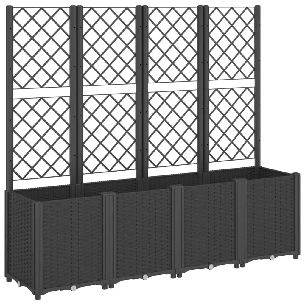 Garden Planter with Trellis Black 160x40x140 cm PP 367873 - Home & Garden