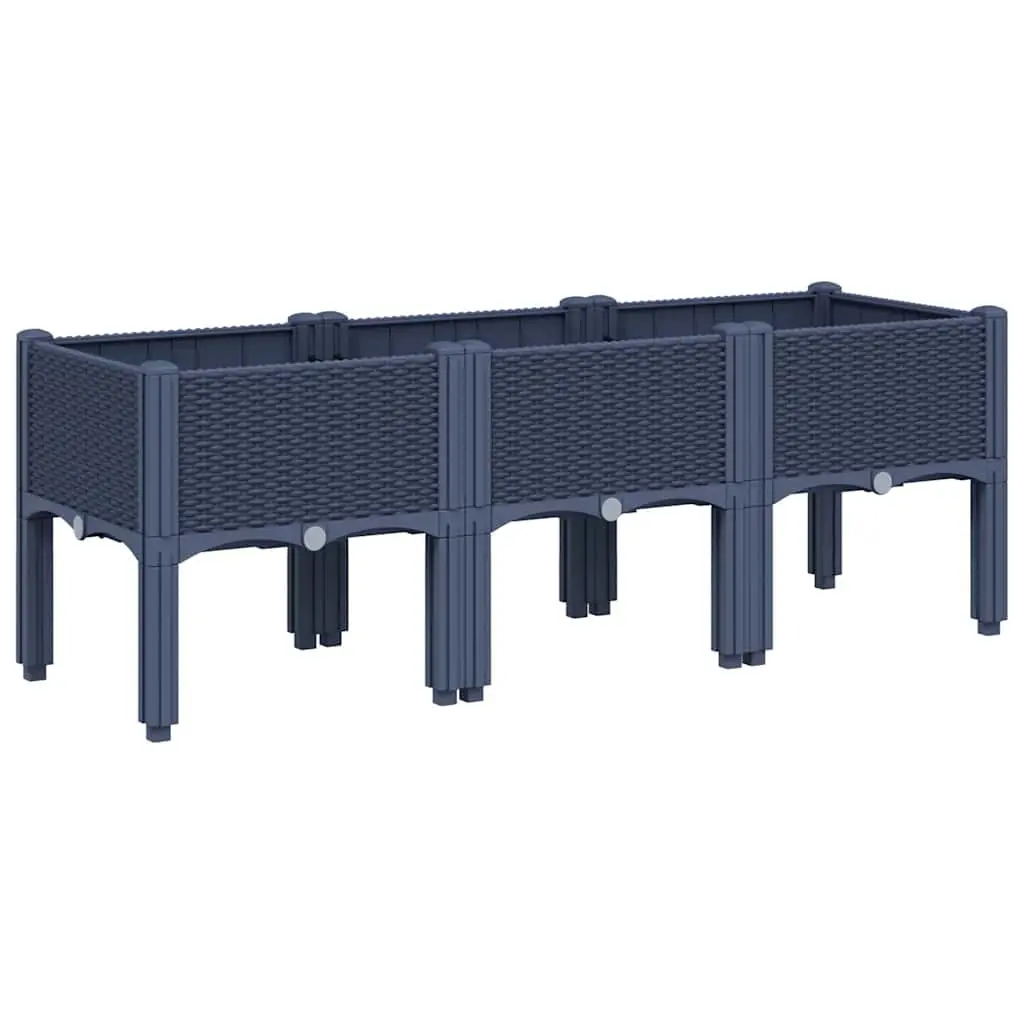 Garden Planter with Legs Blue Grey 120x40x42 cm PP 367896 - Home & Garden