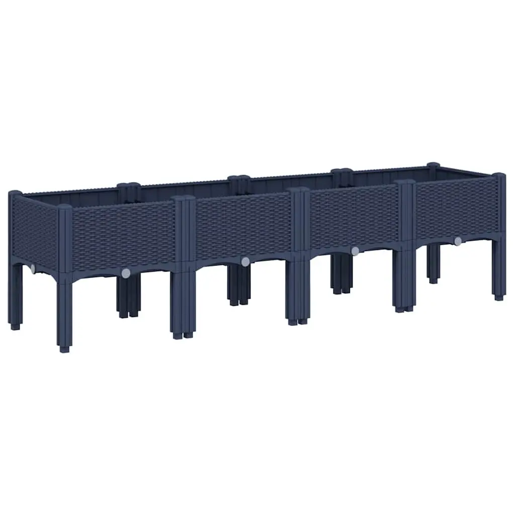 Garden Planter with Legs Blue Grey 160x40x42 cm PP 367901 - Home & Garden