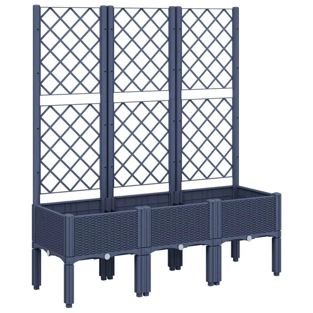 Garden Planter with Trellis Blue Grey 120x40x142 cm PP 367926 - Home & Garden