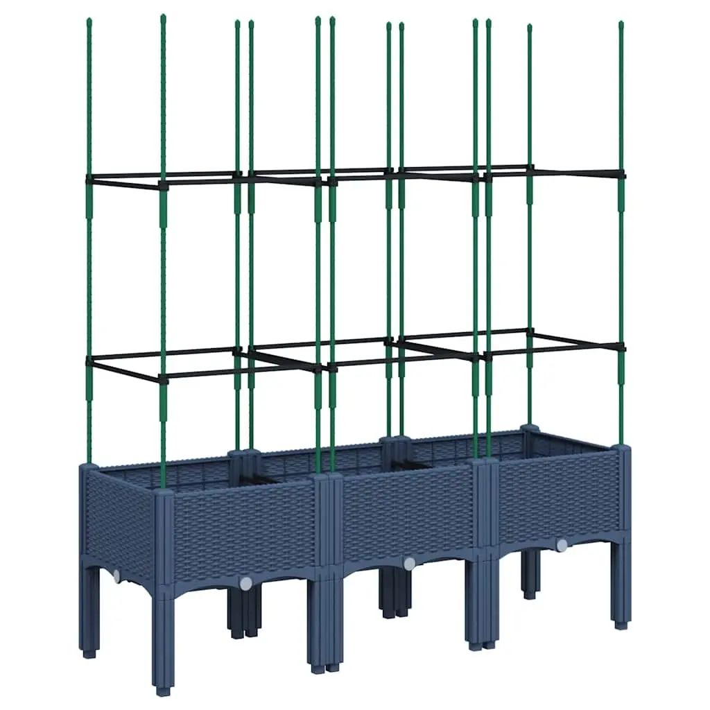 Garden Planter with Trellis Blue Grey 120x40x142.5 cm PP 367956 - Home & Garden