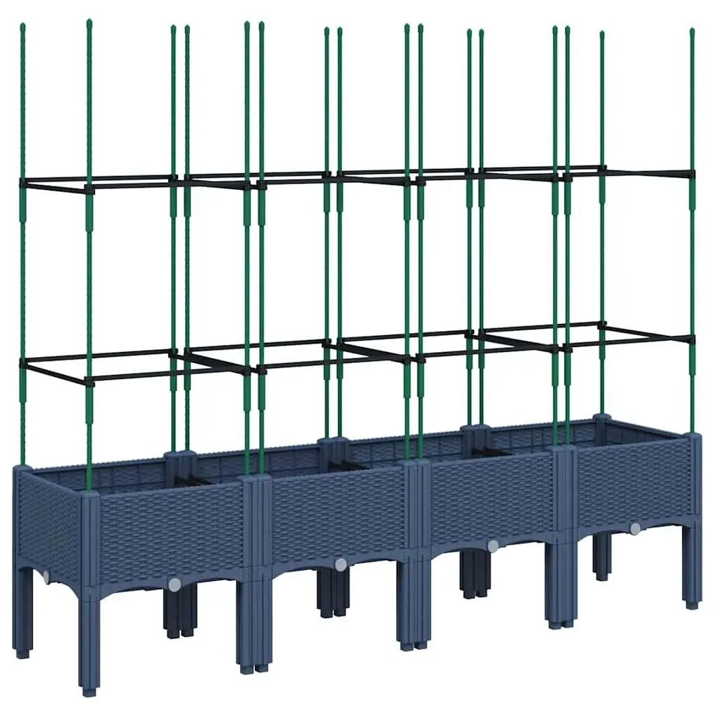Garden Planter with Trellis Blue Grey 160x40x142.5 cm PP 367961 - Home & Garden