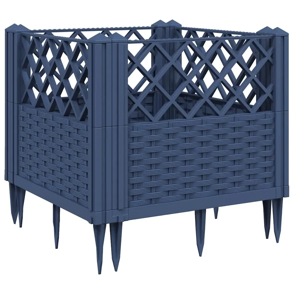Garden Planter with Pegs Blue Grey 43.5x43.5x43.5 cm PP 368009 - Home & Garden